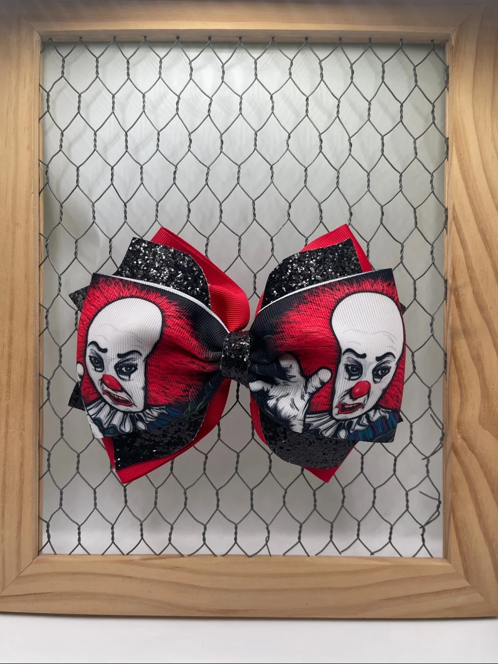 Handmade Spooky Clown Hair Bow